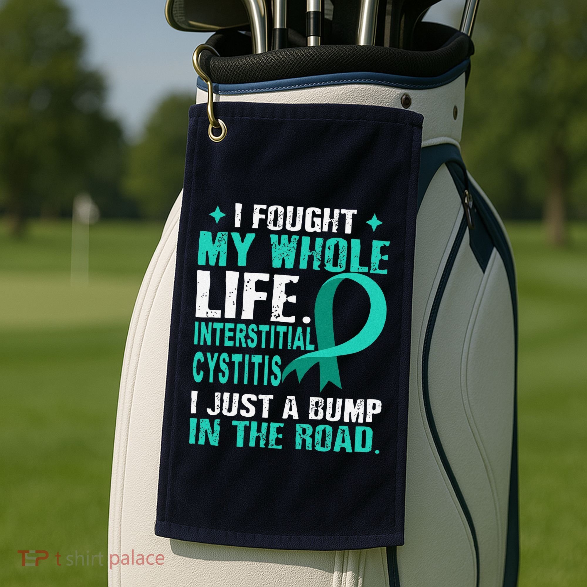 Interstitial Cystitis Awareness Teal Ribbon Support Family Golf Towel