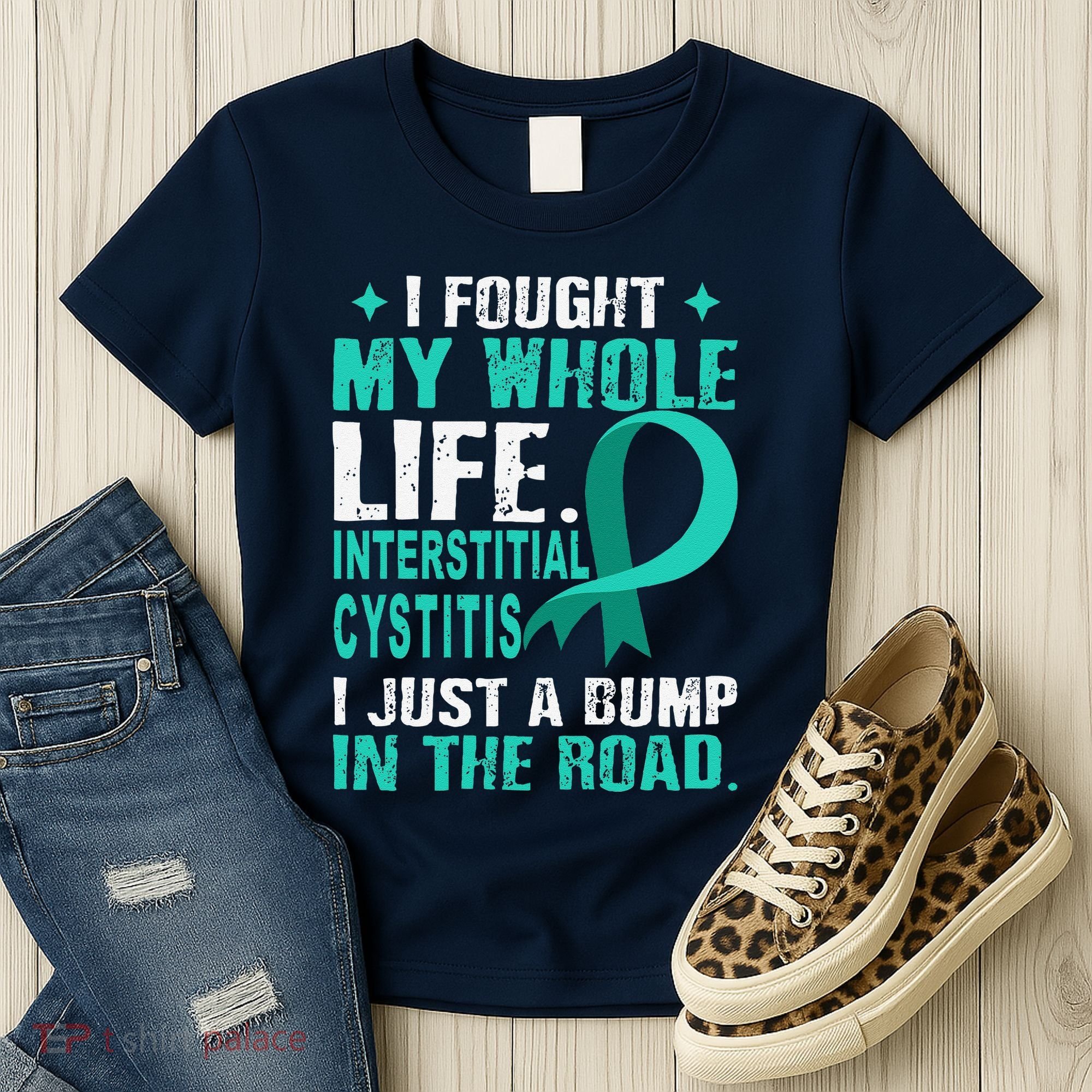 Interstitial Cystitis Awareness Teal Ribbon Support Family Women's T-Shirt