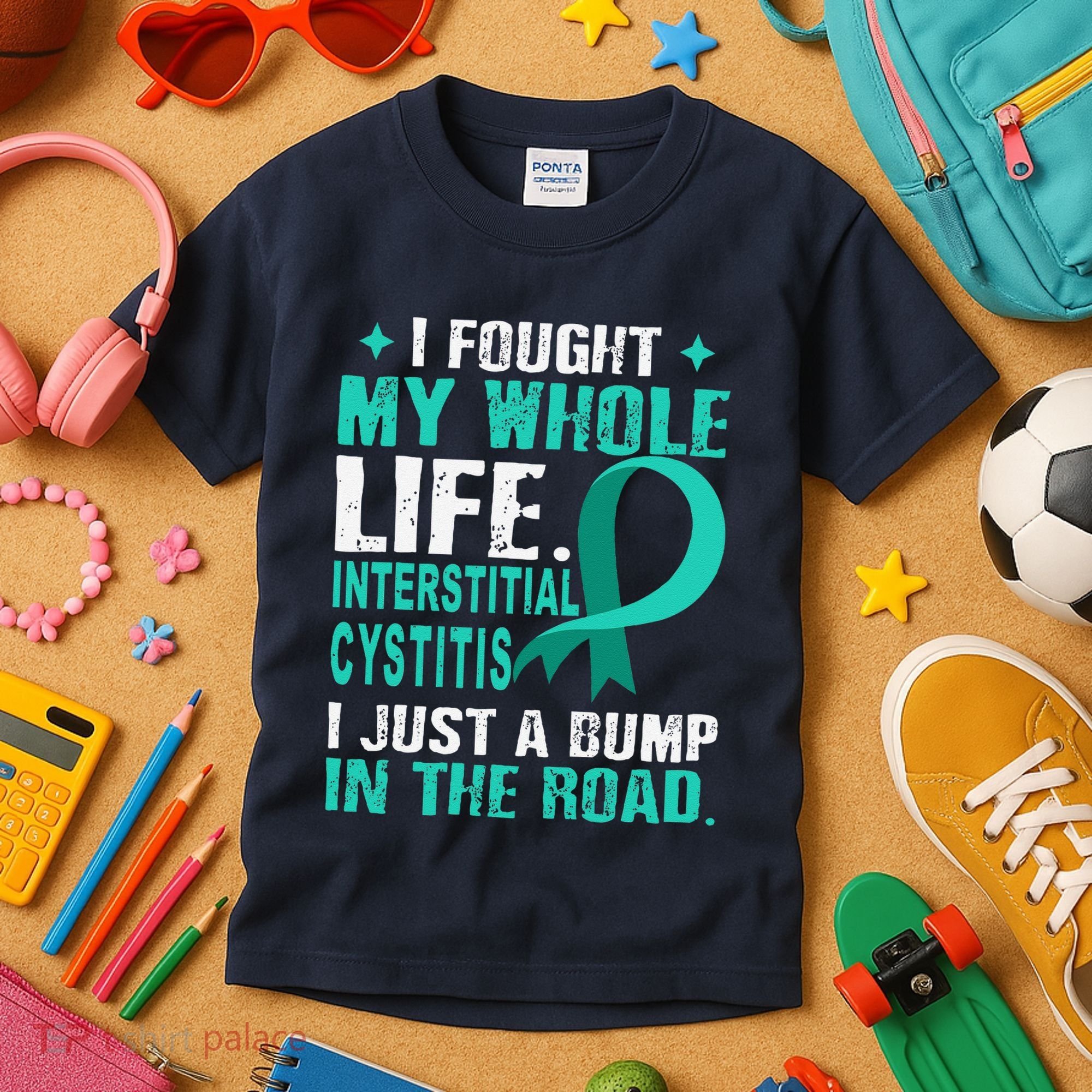 Interstitial Cystitis Awareness Teal Ribbon Support Family Kids T-Shirt