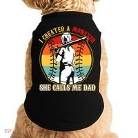 I Created A Monster She Call Me Dad Softball Baseball Lover Doggie Tank thumb 0