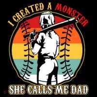 I Created A Monster She Call Me Dad Softball Baseball Lover Coffee Mug thumb 5