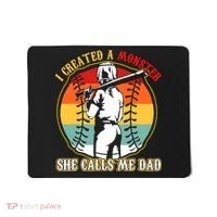 I Created A Monster She Call Me Dad Softball Baseball Lover Mousepad thumb 0