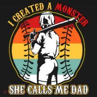 I Created A Monster She Call Me Dad Softball Baseball Lover Mousepad thumb 1