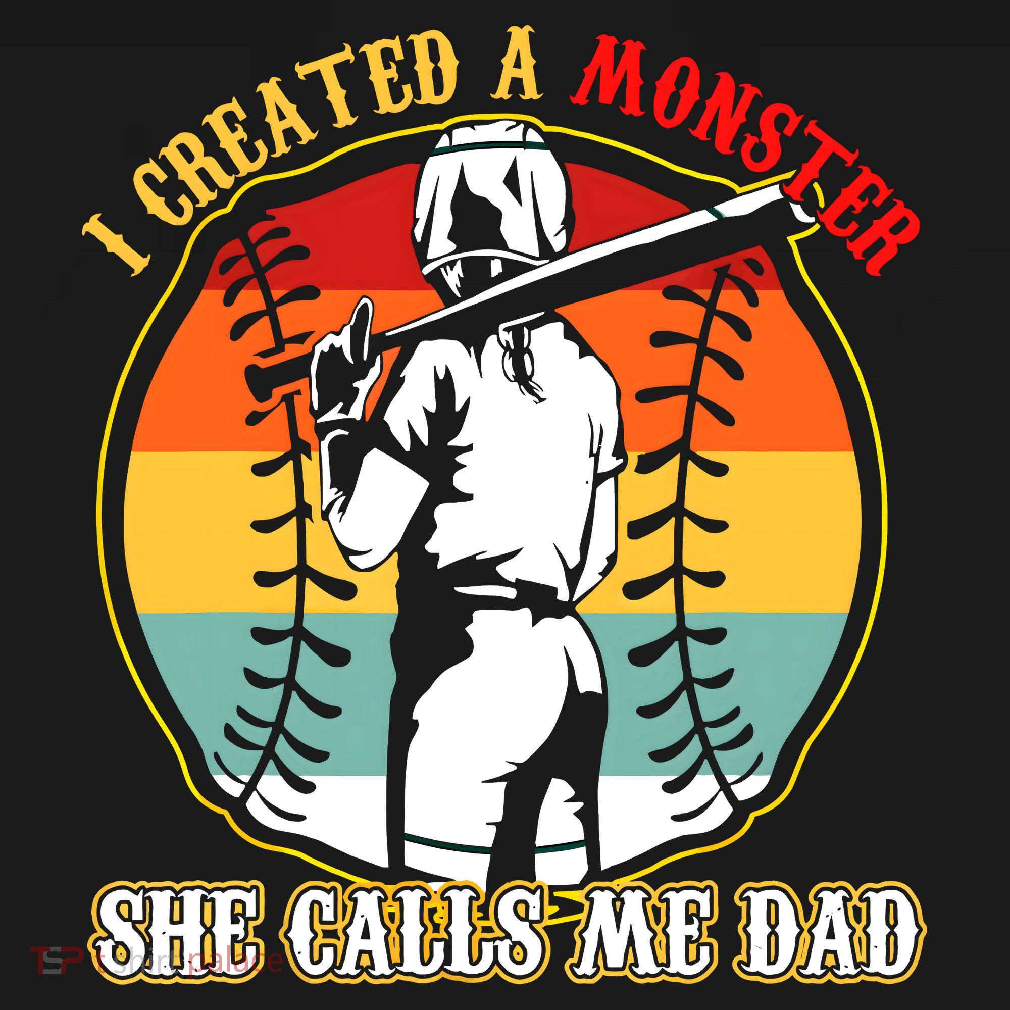 I Created A Monster She Call Me Dad Softball Baseball Lover Mousepad