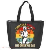 I Created A Monster She Call Me Dad Softball Baseball Lover Tote Bag thumb 0
