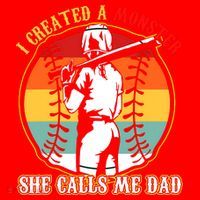 I Created A Monster She Call Me Dad Softball Baseball Lover Santa Hat thumb 1