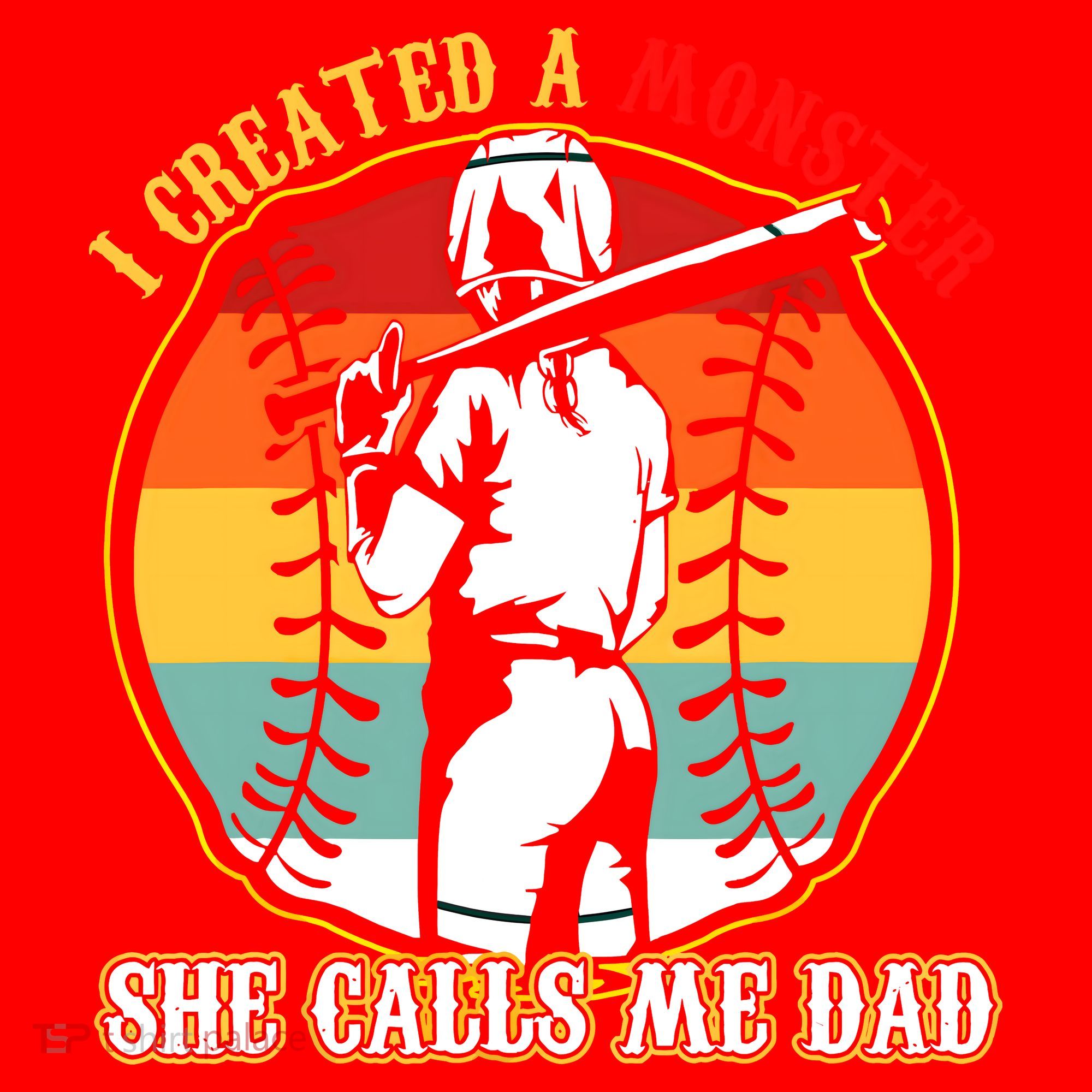 I Created A Monster She Call Me Dad Softball Baseball Lover Santa Hat