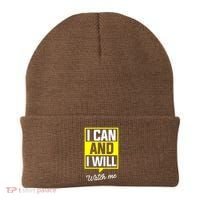I Can And I Will Watch Me Motivational Inspirational Quote Beanie thumb 0