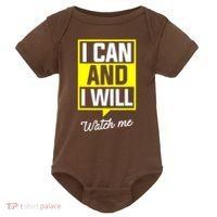 I Can And I Will Watch Me Motivational Inspirational Quote Baby Bodysuit thumb 0