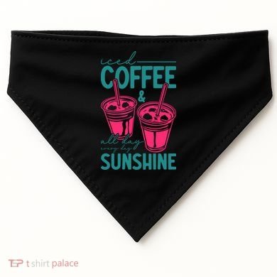 Iced Coffee All Day Sunshine Summer Beach USA-Made Doggie Bandana