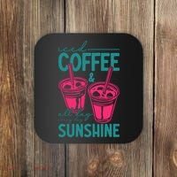 Iced Coffee All Day Sunshine Summer Beach Coaster thumb 0