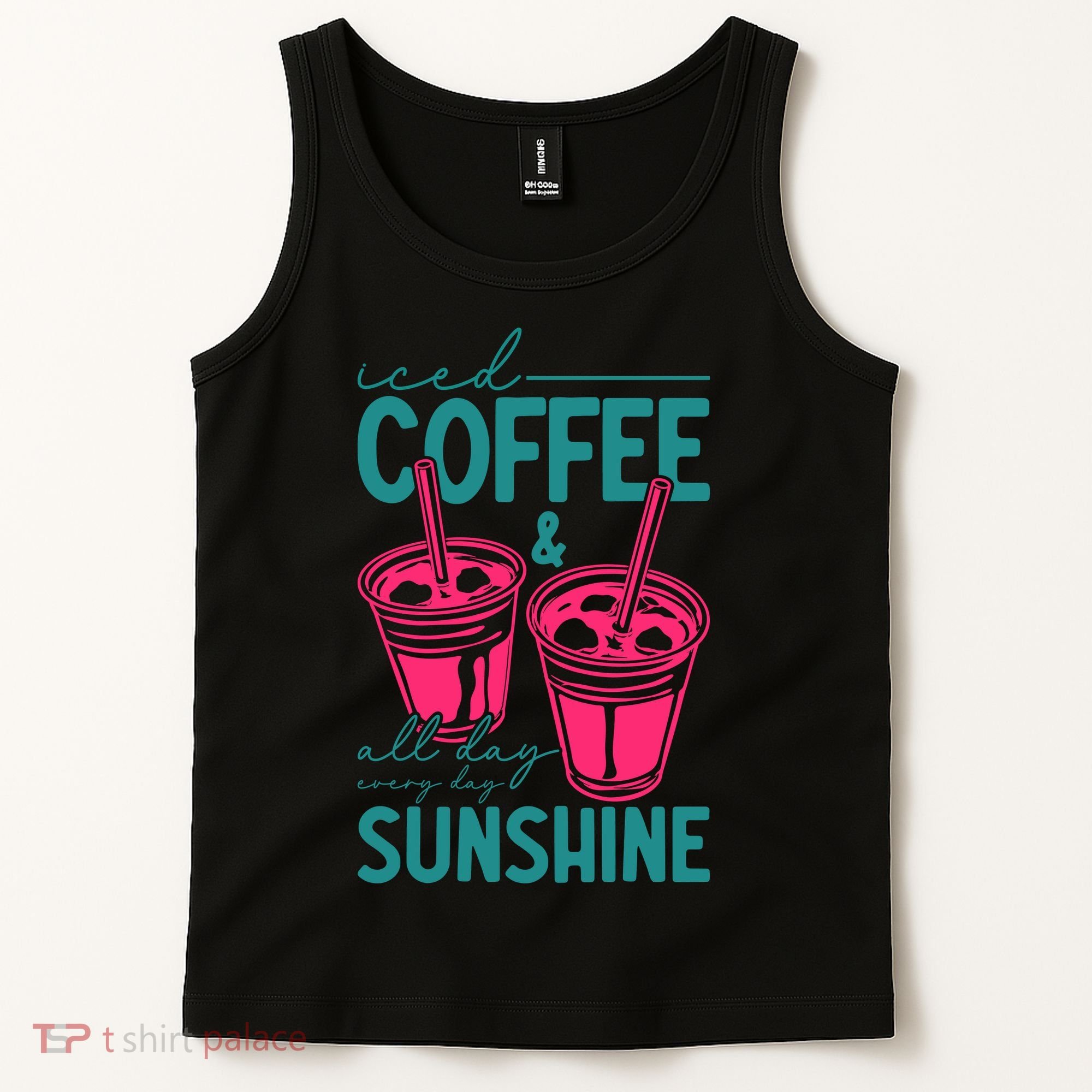 Iced Coffee All Day Sunshine Summer Beach Tank Top