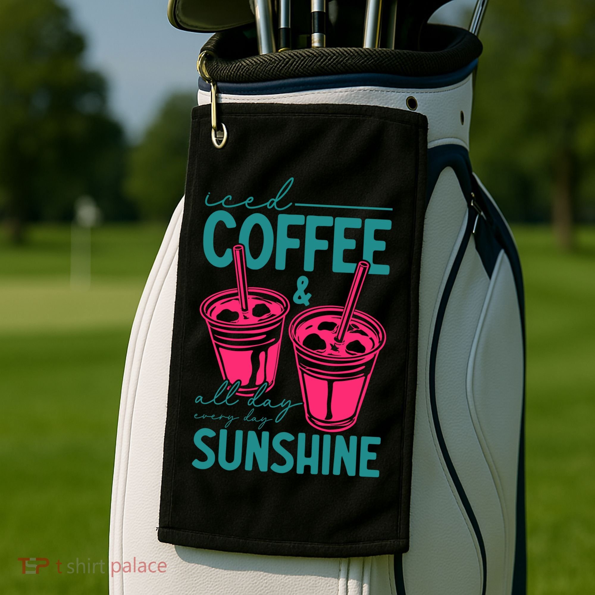 Iced Coffee All Day Sunshine Summer Beach Golf Towel