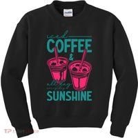 Iced Coffee All Day Sunshine Summer Beach Kids Sweatshirt thumb 0