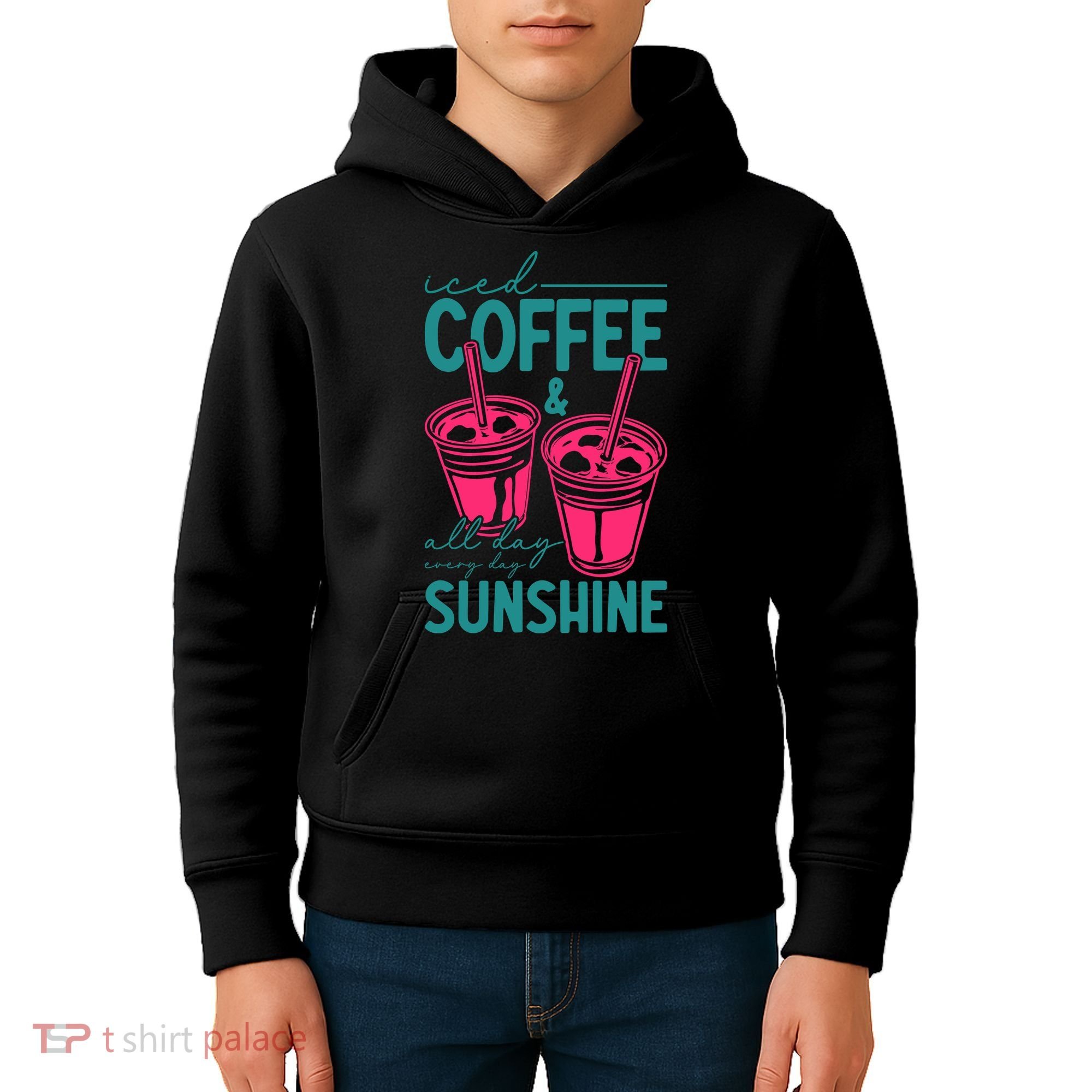 Iced Coffee All Day Sunshine Summer Beach Kids Hoodie