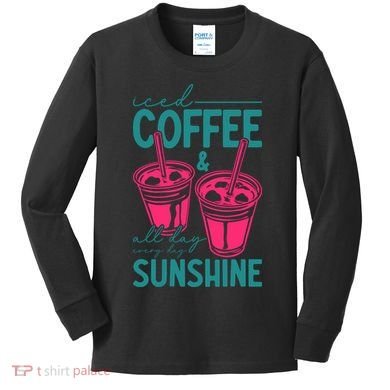 Iced Coffee All Day Sunshine Summer Beach Kids Long Sleeve Shirt