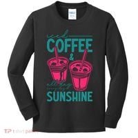 Iced Coffee All Day Sunshine Summer Beach Kids Long Sleeve Shirt thumb 0