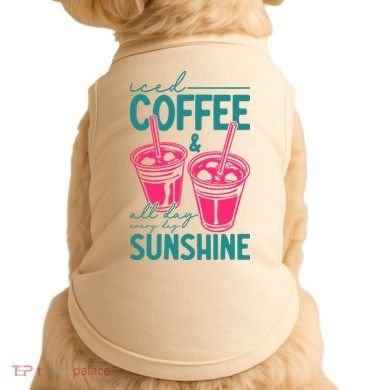 Iced Coffee All Day Sunshine Summer Beach Doggie Tank