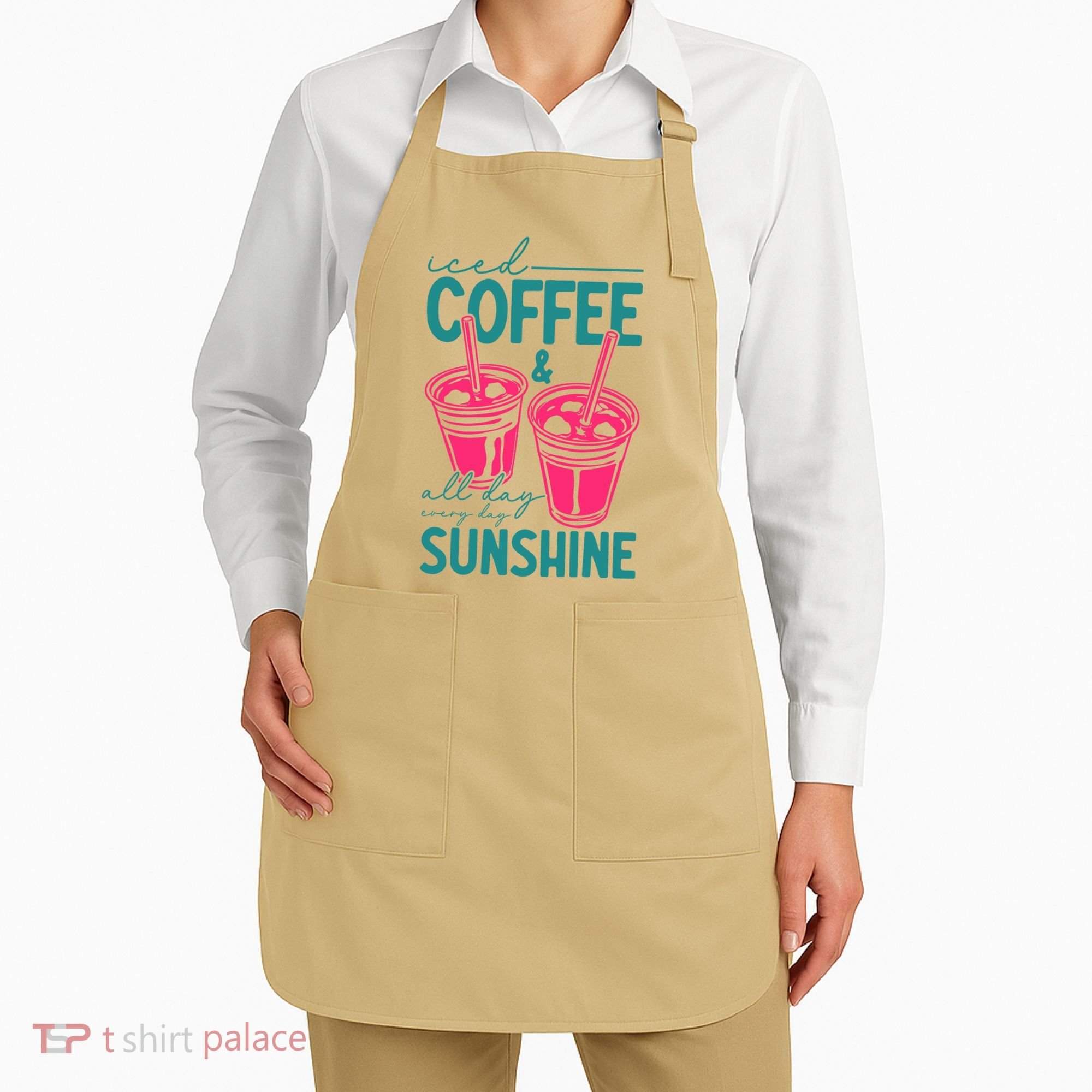 Iced Coffee All Day Sunshine Summer Beach Apron