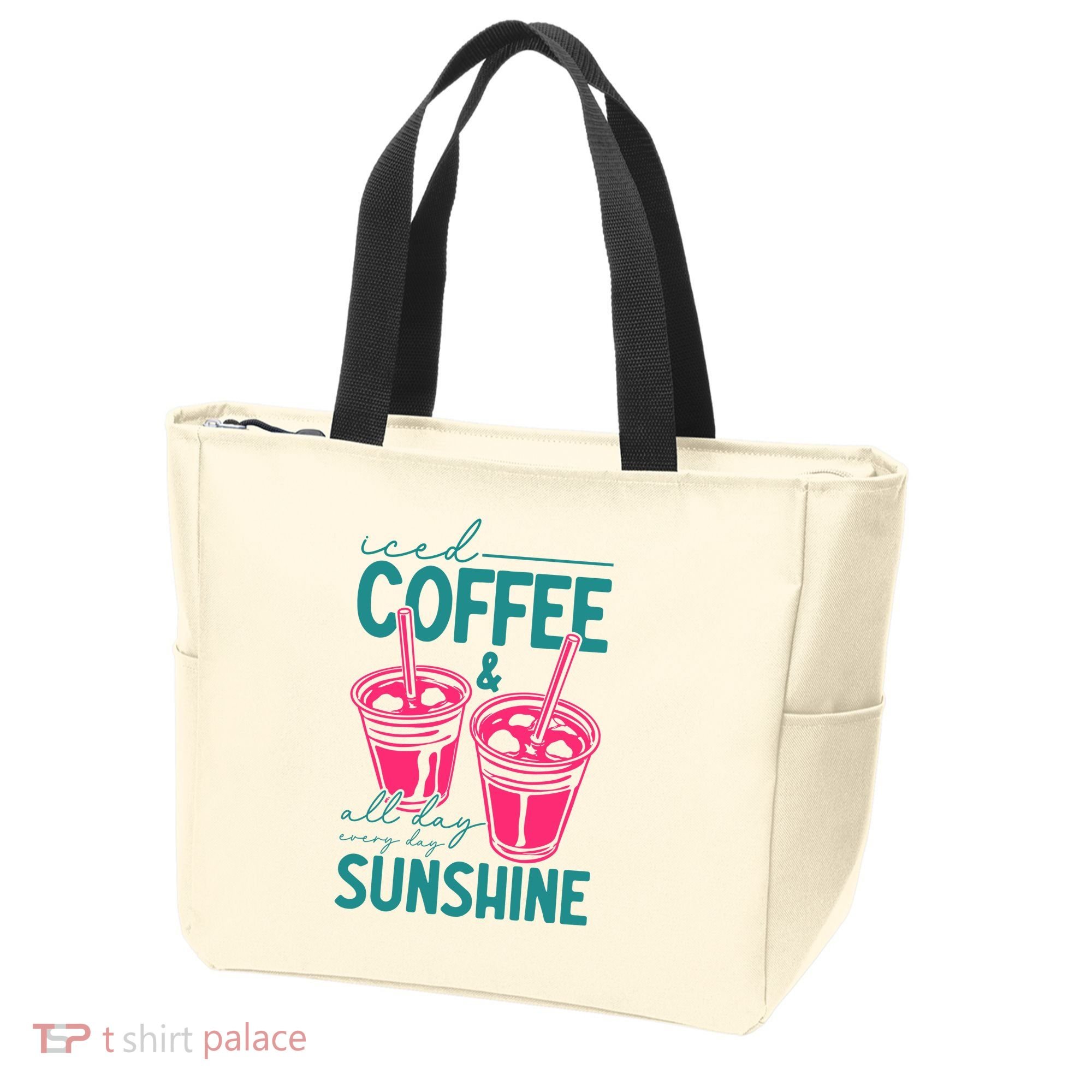 Iced Coffee All Day Sunshine Summer Beach Tote Bag