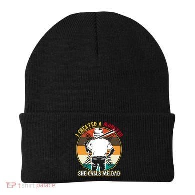 I Created A Monster She Calls Me Dad Funny Baseball Beanie