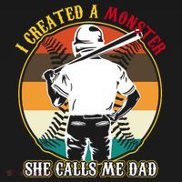 I Created A Monster She Calls Me Dad Funny Baseball Mousepad thumb 1