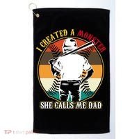 I Created A Monster She Calls Me Dad Funny Baseball Golf Towel thumb 0