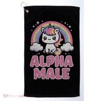 Ironic Cute Alpha Male Unicorn Funny Sarcastic Humor Gift Golf Towel thumb 0
