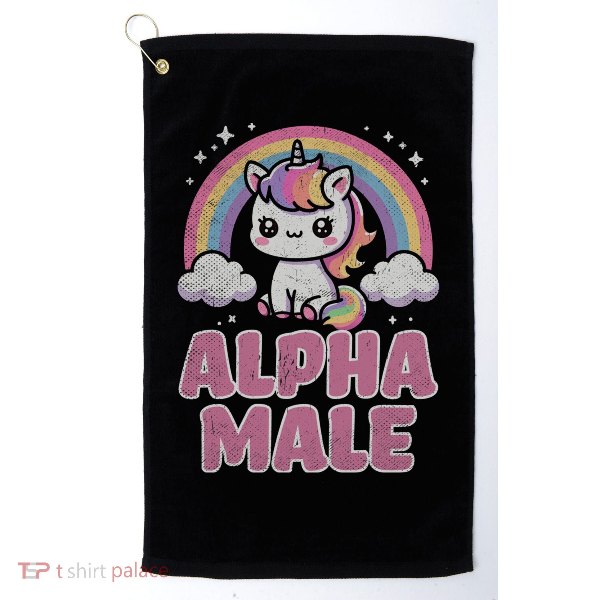 Ironic Cute Alpha Male Unicorn Funny Sarcastic Humor Gift Golf Towel