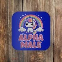 Ironic Cute Alpha Male Unicorn Funny Sarcastic Humor Gift Coaster thumb 0