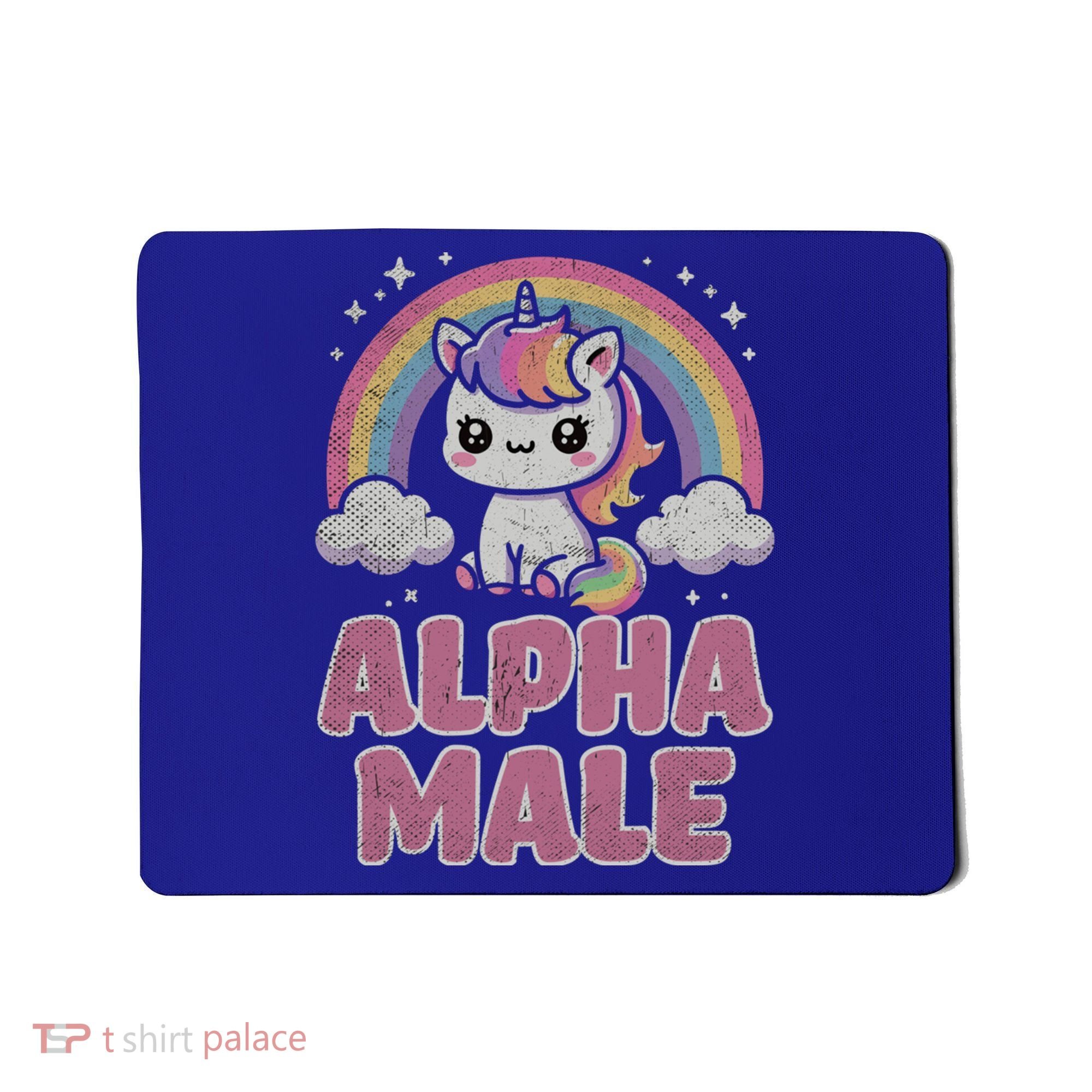 Ironic Cute Alpha Male Unicorn Funny Sarcastic Humor Gift Mousepad
