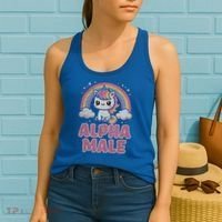 Ironic Cute Alpha Male Unicorn Funny Sarcastic Humor Gift Women's Tank Top thumb 2