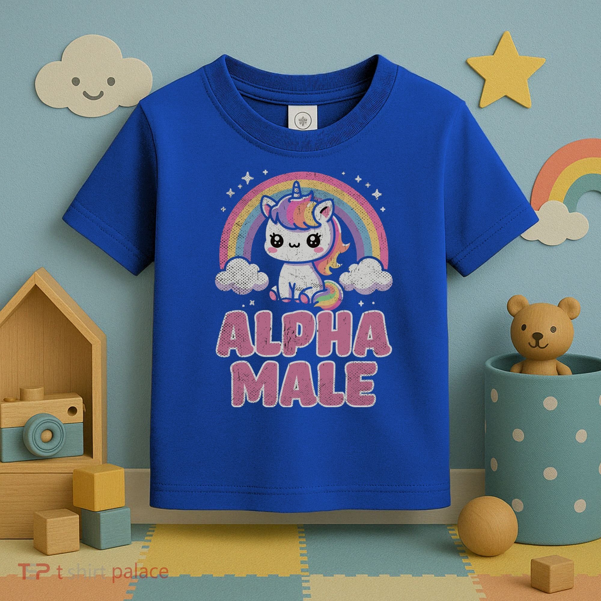 Ironic Cute Alpha Male Unicorn Funny Sarcastic Humor Gift Toddler T-Shirt