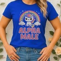 Ironic Cute Alpha Male Unicorn Funny Sarcastic Humor Gift Women's T-Shirt thumb 2
