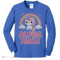 Ironic Cute Alpha Male Unicorn Funny Sarcastic Humor Gift Kids Long Sleeve Shirt thumb 0