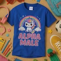 Ironic Cute Alpha Male Unicorn Funny Sarcastic Humor Gift Kids T-Shirt thumb 3