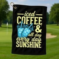 Iced Coffee And Sunshine Summer Vibes Golf Towel thumb 1