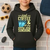 Iced Coffee And Sunshine Summer Vibes Kids Hoodie thumb 2