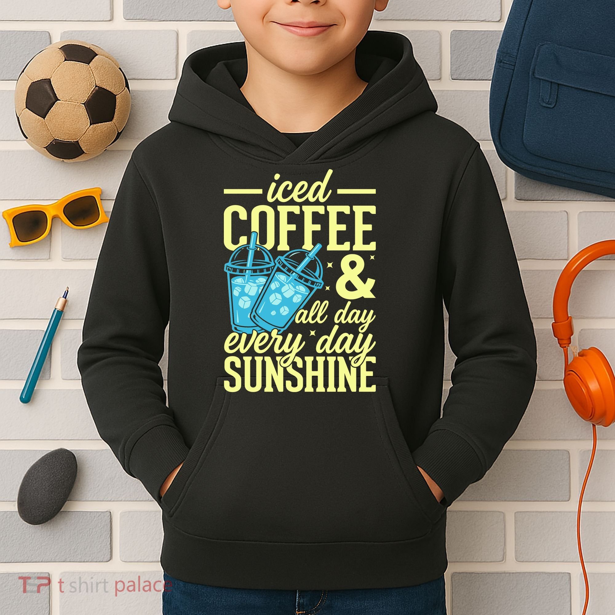 Iced Coffee And Sunshine Summer Vibes Kids Hoodie