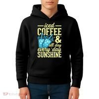 Iced Coffee And Sunshine Summer Vibes Kids Hoodie thumb 4
