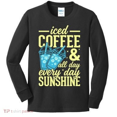 Iced Coffee And Sunshine Summer Vibes Kids Long Sleeve Shirt
