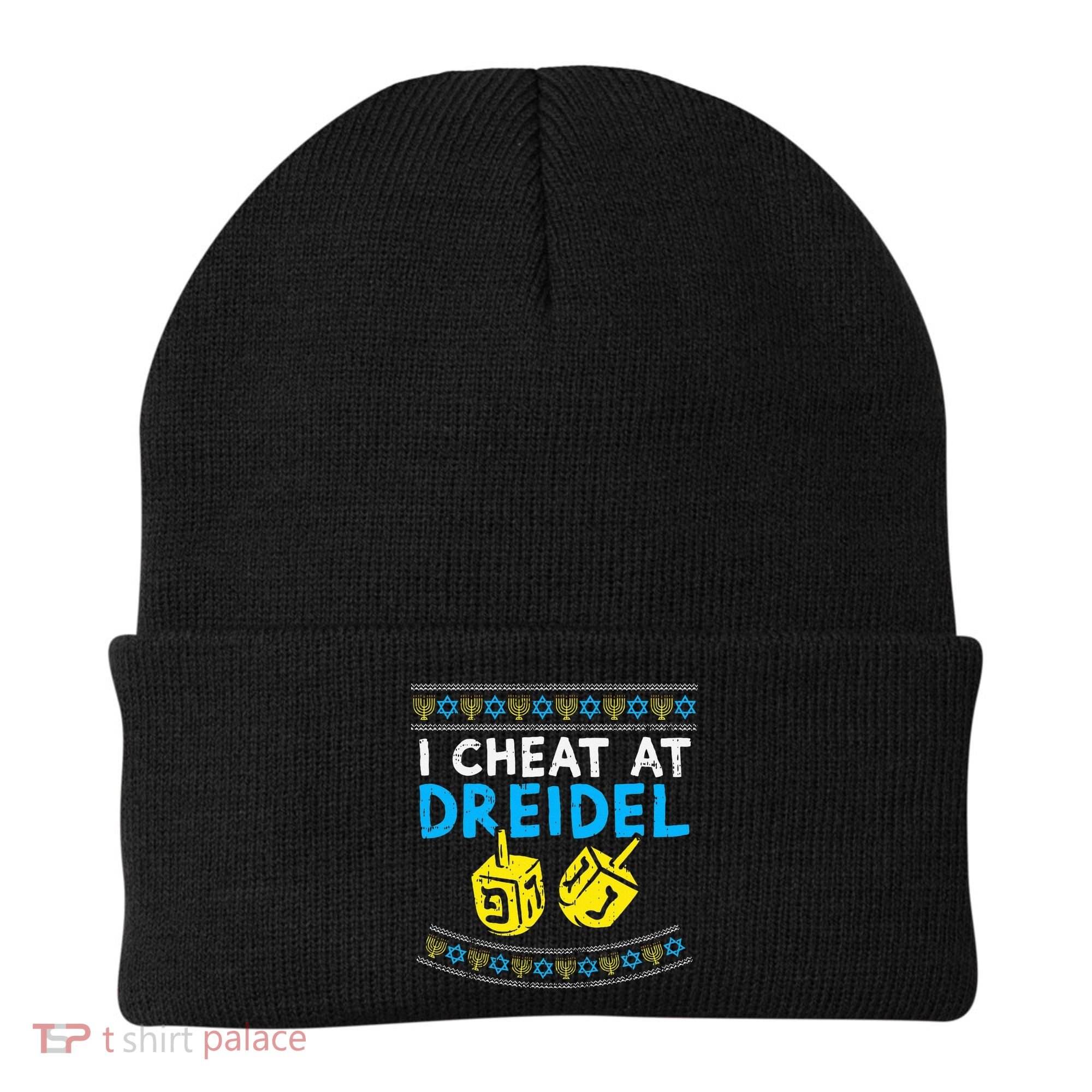 I Cheat At Dreidel Ugly Hanukkah Sweater Chanukah Jew Gift Beanie