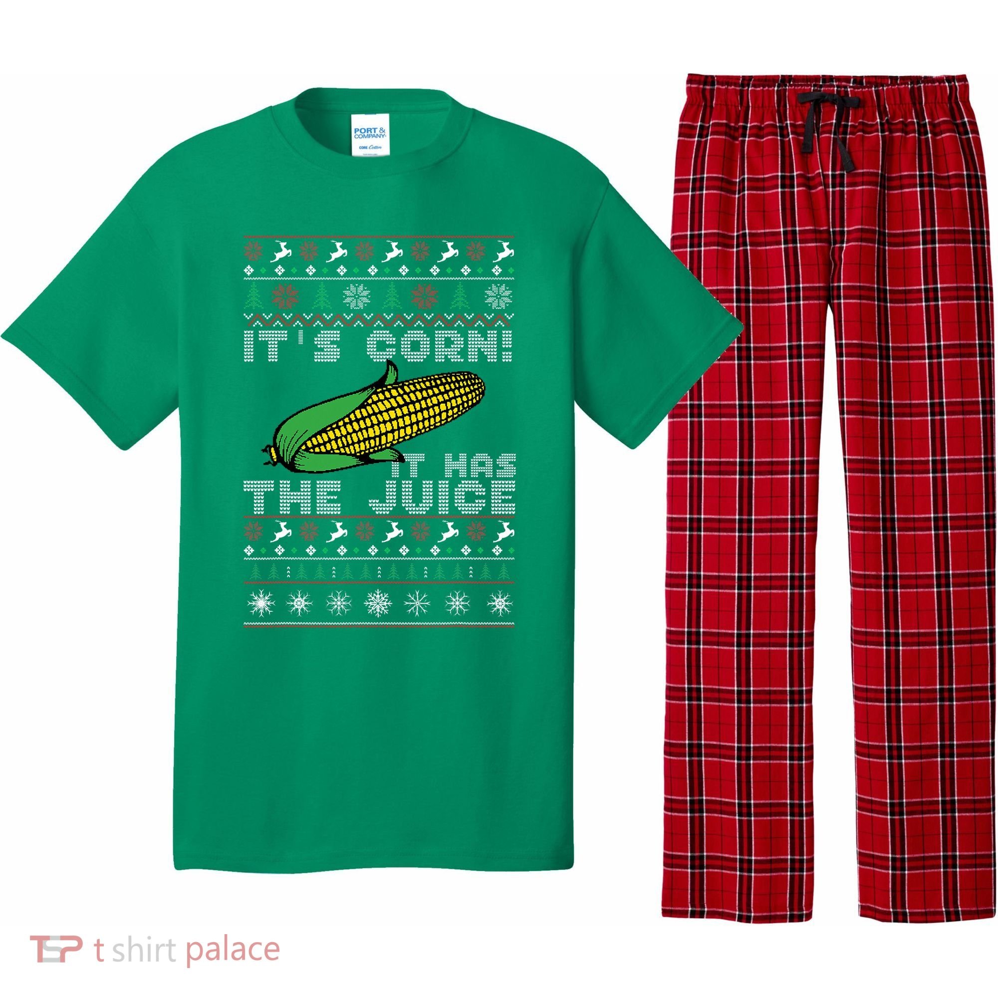 It's Corn A Lump With Knobs It Has The Juice Ugly Christmas Pajama Set