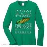 It's Corn A Lump With Knobs It Has The Juice Ugly Christmas Women's Long Sleeve Shirt thumb 0