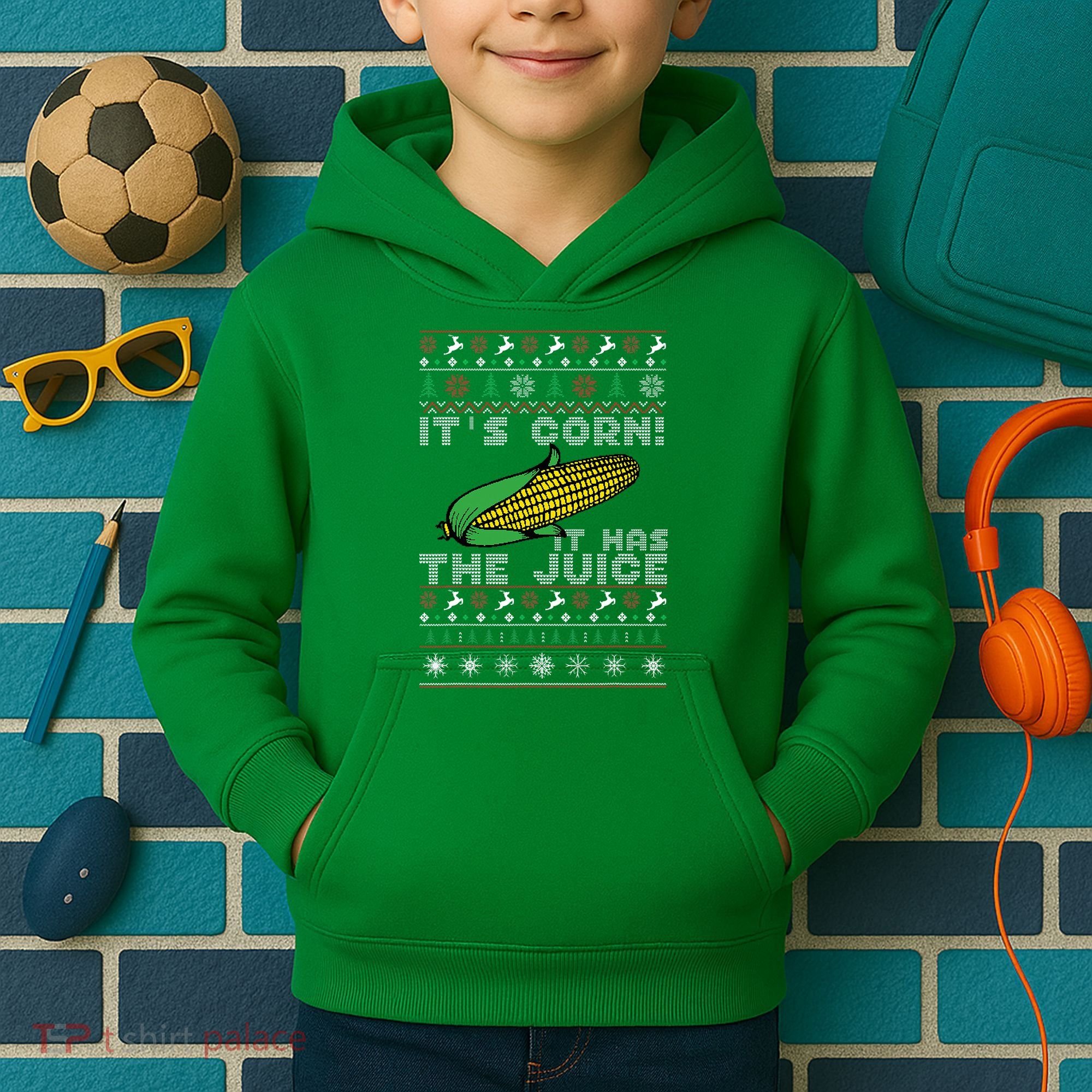 It's Corn A Lump With Knobs It Has The Juice Ugly Christmas Kids Hoodie