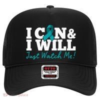 I Can And I Will Beat Ovarian Cancer Warrior Just Watch Me Gift Hat thumb 0