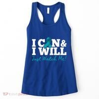 I Can And I Will Beat Ovarian Cancer Warrior Just Watch Me Gift Women's Tank Top thumb 0
