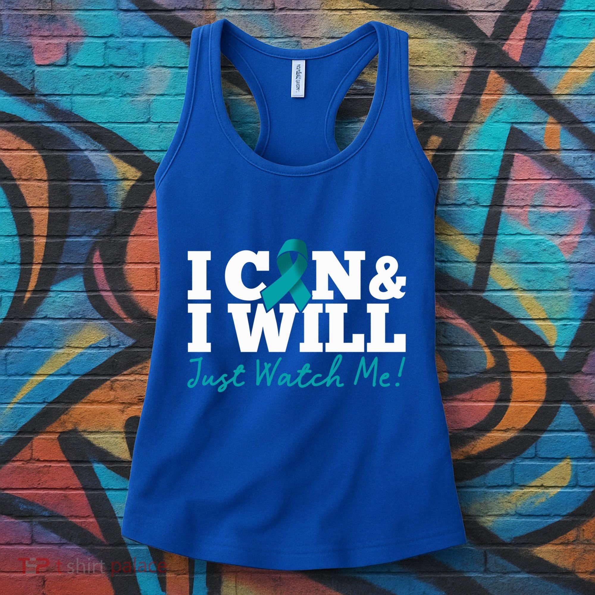 I Can And I Will Beat Ovarian Cancer Warrior Just Watch Me Gift Women's Tank Top