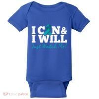 I Can And I Will Beat Ovarian Cancer Warrior Just Watch Me Gift Baby Bodysuit thumb 0