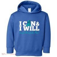 I Can And I Will Beat Ovarian Cancer Warrior Just Watch Me Gift Toddler Hoodie thumb 0